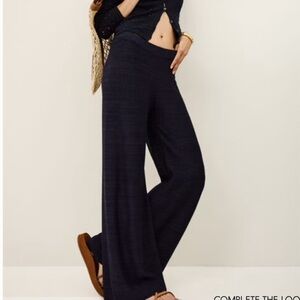 Suzie Kondi Ba&sh Women’s Pants Kofi Size Large Blue Navy Boucle